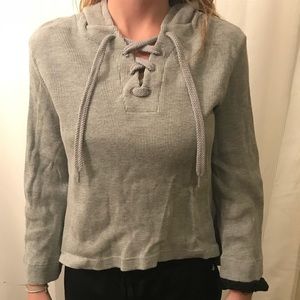 Gray hooded sweater